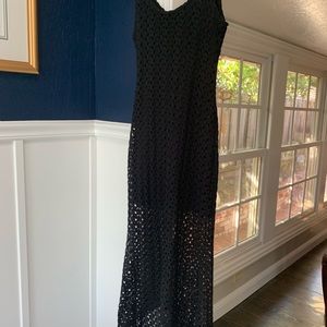Vintage black black crochet dress